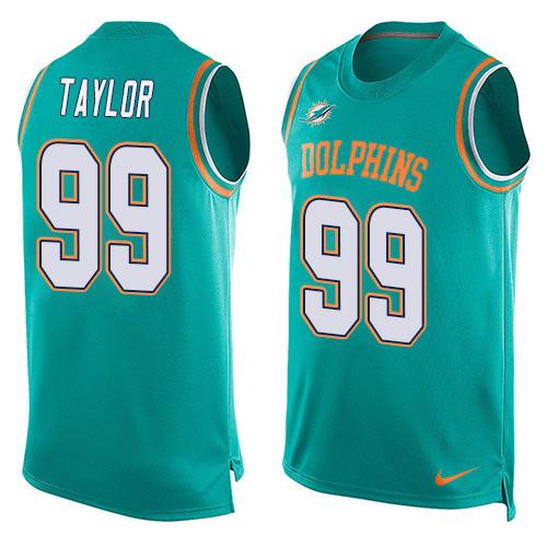  Dolphins #99 Jason Taylor Aqua Green Team Color Men's Stitched NFL Limited Tank Top Jersey